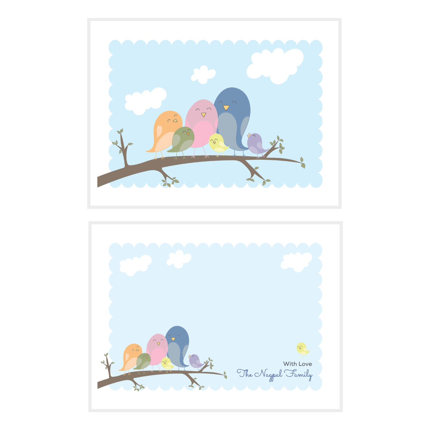 Bird Family Notecard - Set of 15