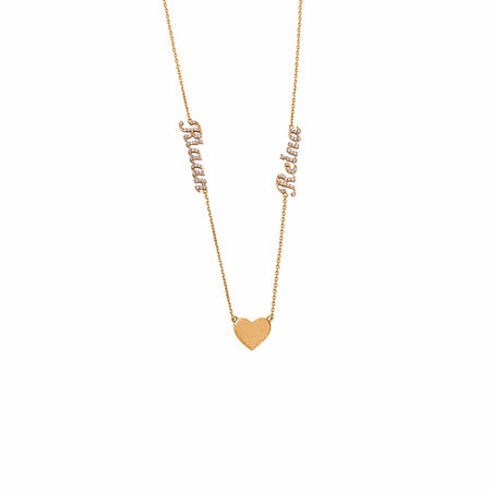 Two Names, One Heart Gold Necklace