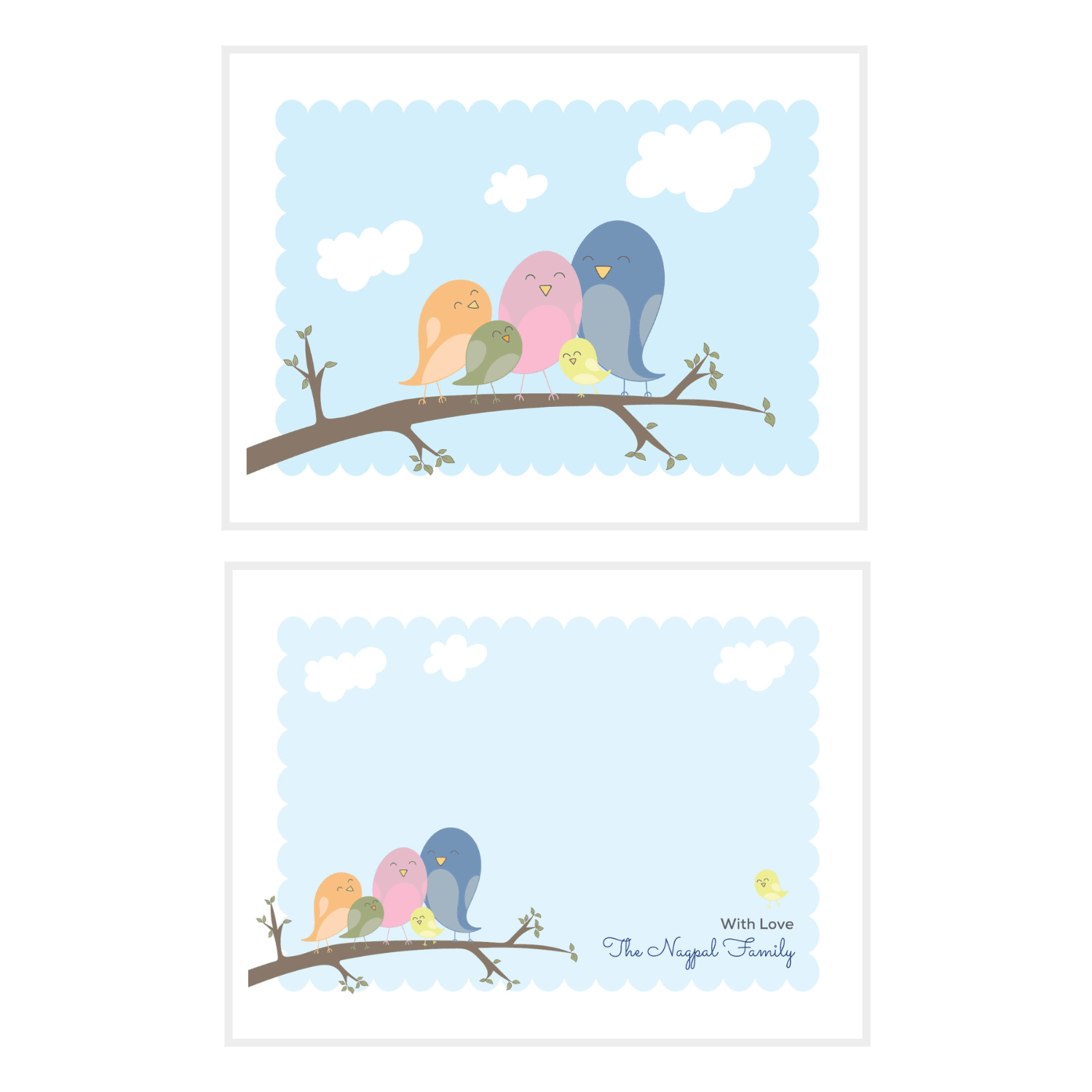Bird Family Notecard - Set of 15