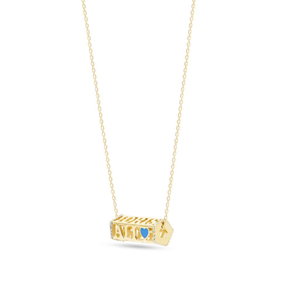 Five Sided Name Necklace with Diamonds