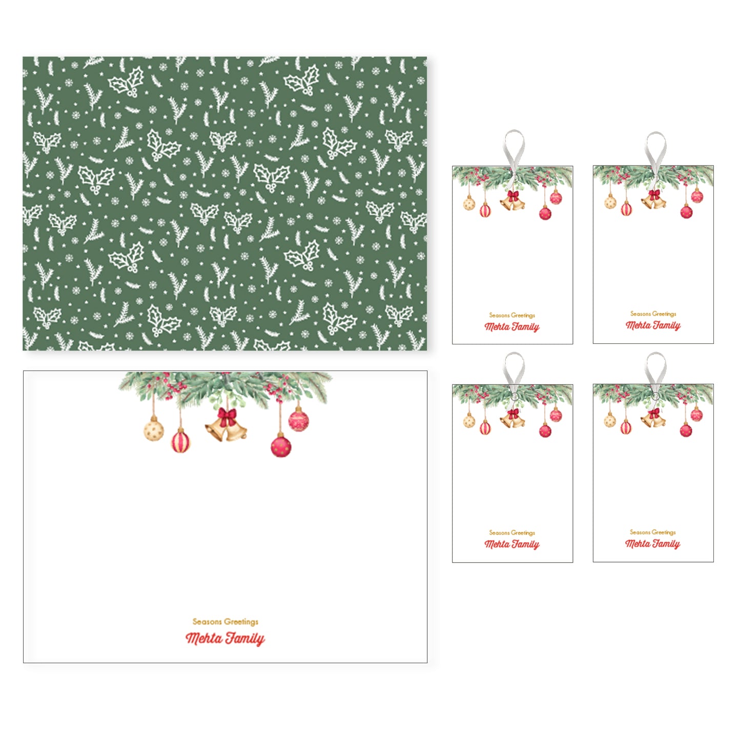 Personalised Christmas Card & Tag Set of 15