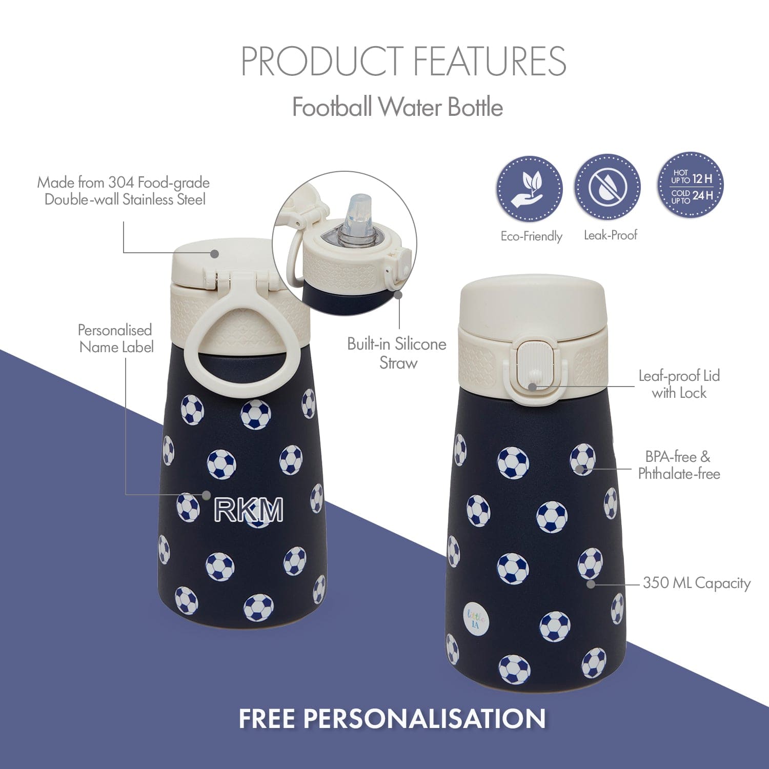 Football Stainless Steel Water Bottle