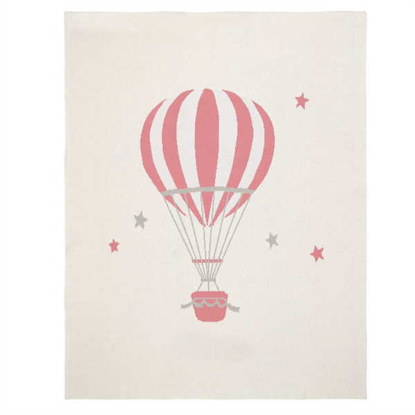 Pink Hot Air Balloon Knit Blanket