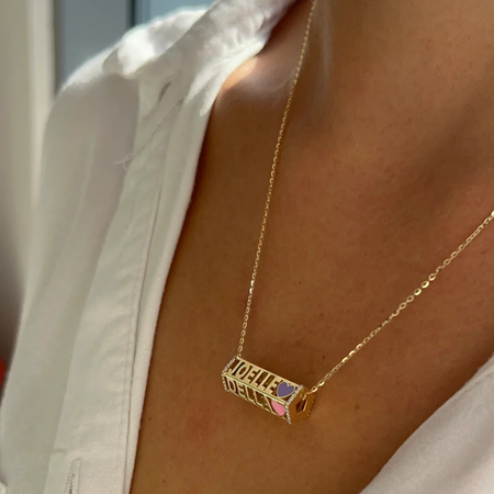 Five Sided Name Necklace with Diamonds