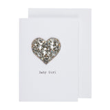 Embellished Heart Greeting Card - Baby Girl