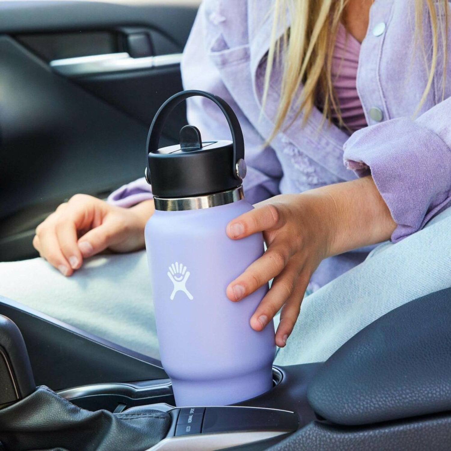 Wide Mouth Travel Bottle with Flex Straw Cap
