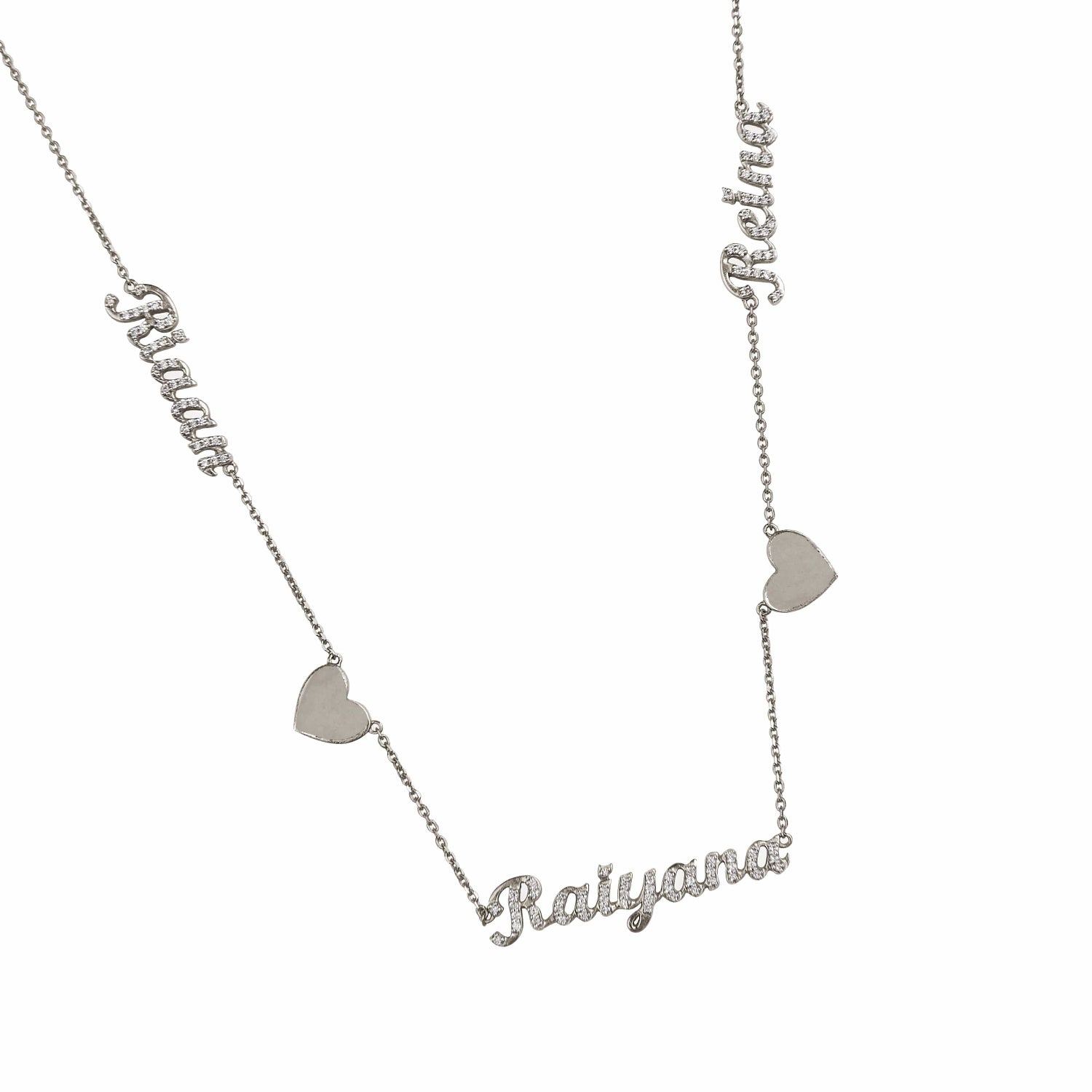 Three Names, Two Gold Hearts Necklace