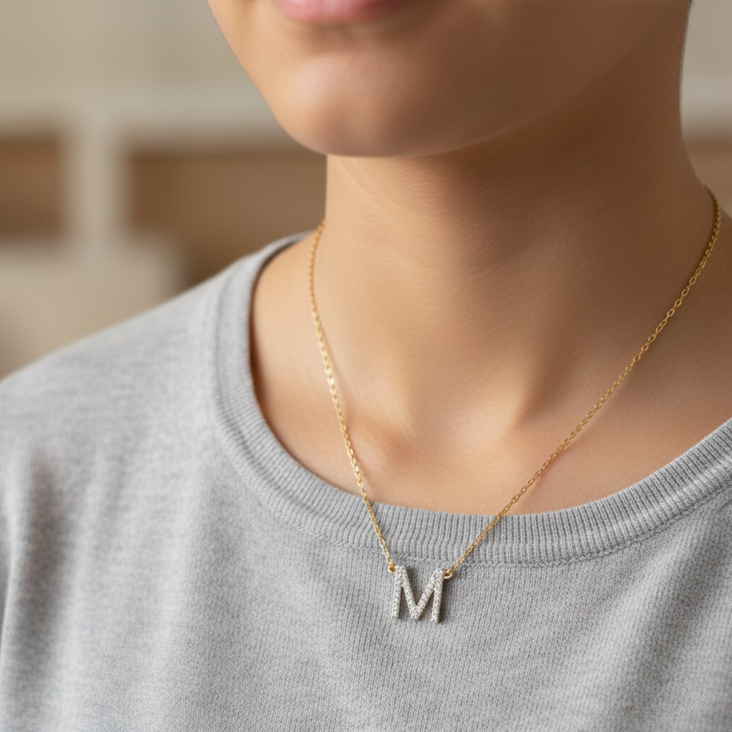 Single Initial Diamond Necklace