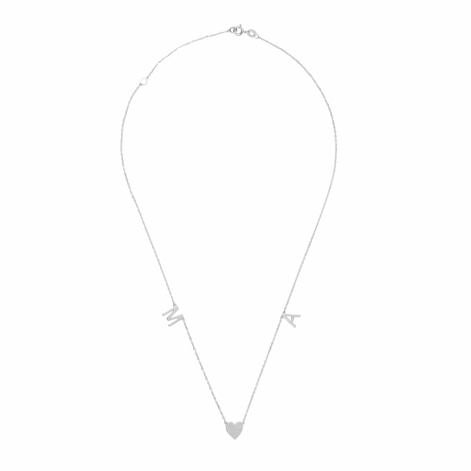 Two Gold Initials with Heart Necklace