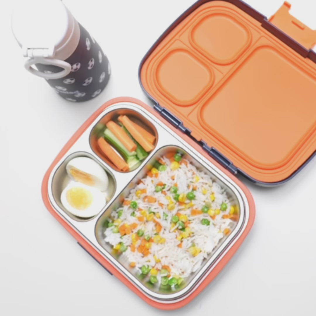 Football Stainless Steel Bento Box - 3 Compartments