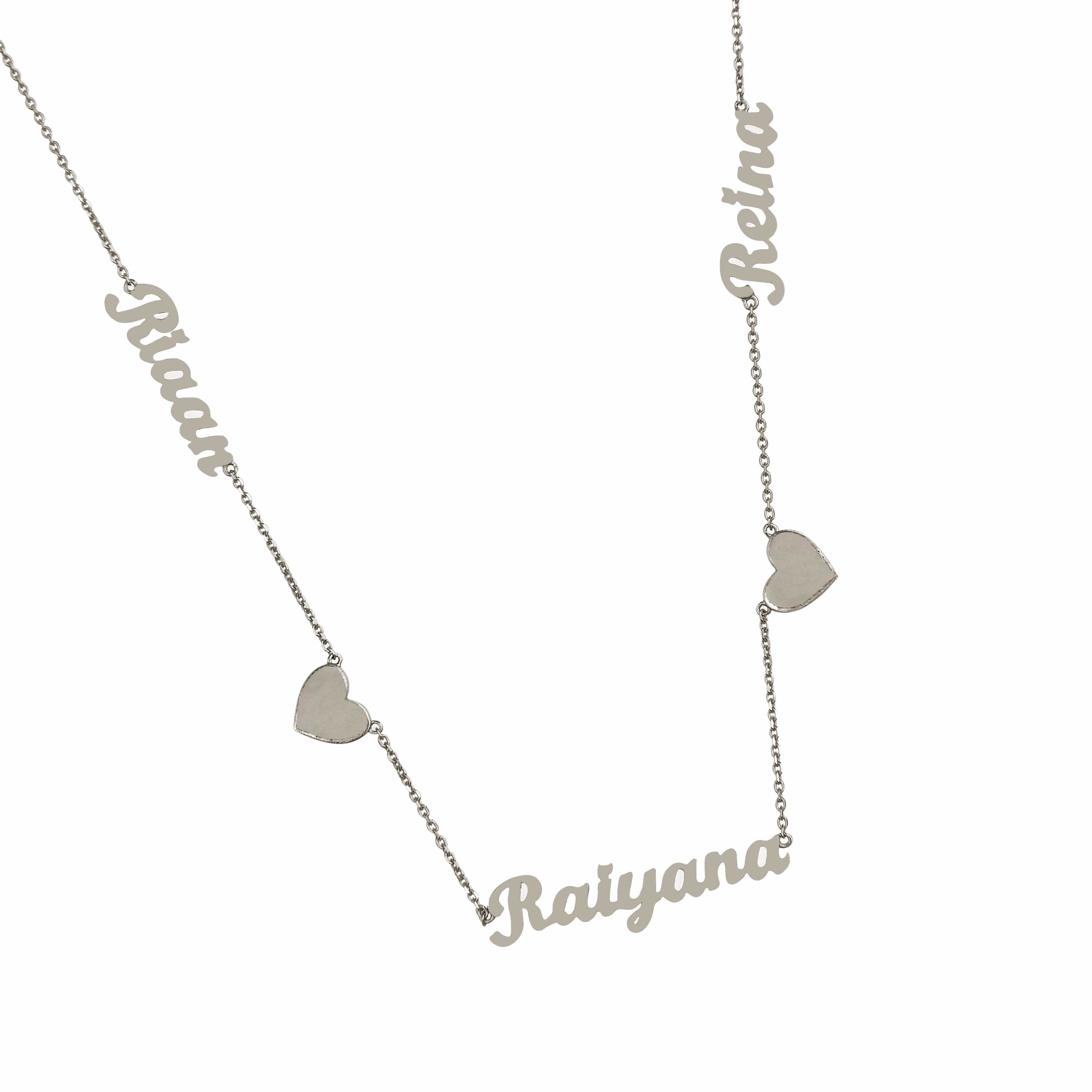 Three Names, Two Gold Hearts Necklace